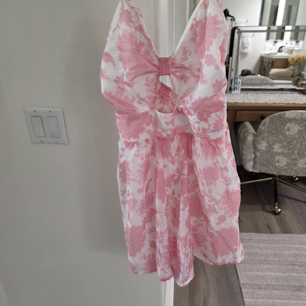 Pink and White Floral Dress